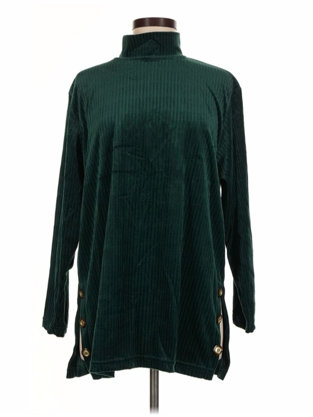 Diane Von Furstenberg Forest Green Velvet Tunic with Side Buttons